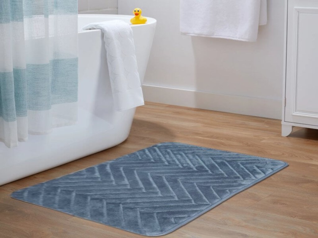 Πατάκι Μπάνιου Memory Foam Μπλε Γαρύφαλλο | Γαρύφαλλο - Λευκά Είδη